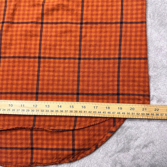 LOFT Burnt Orange Plaid Blouse Women's S Fall Core Rustic Cozy Autumn Top - Picture 10 of 12